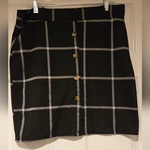 ✨️Vintage Black and White Plaid Faux Button-Up Mini Skirt